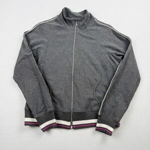 Lady Foot Locker Gray Full Zip Track Jacket Women's Medium Athletic Stripe